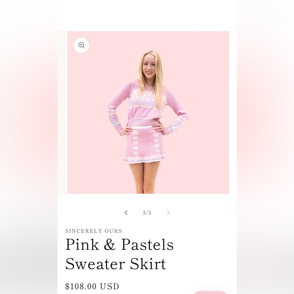 Sincerely Ours pink sweater skirt set! NWT!